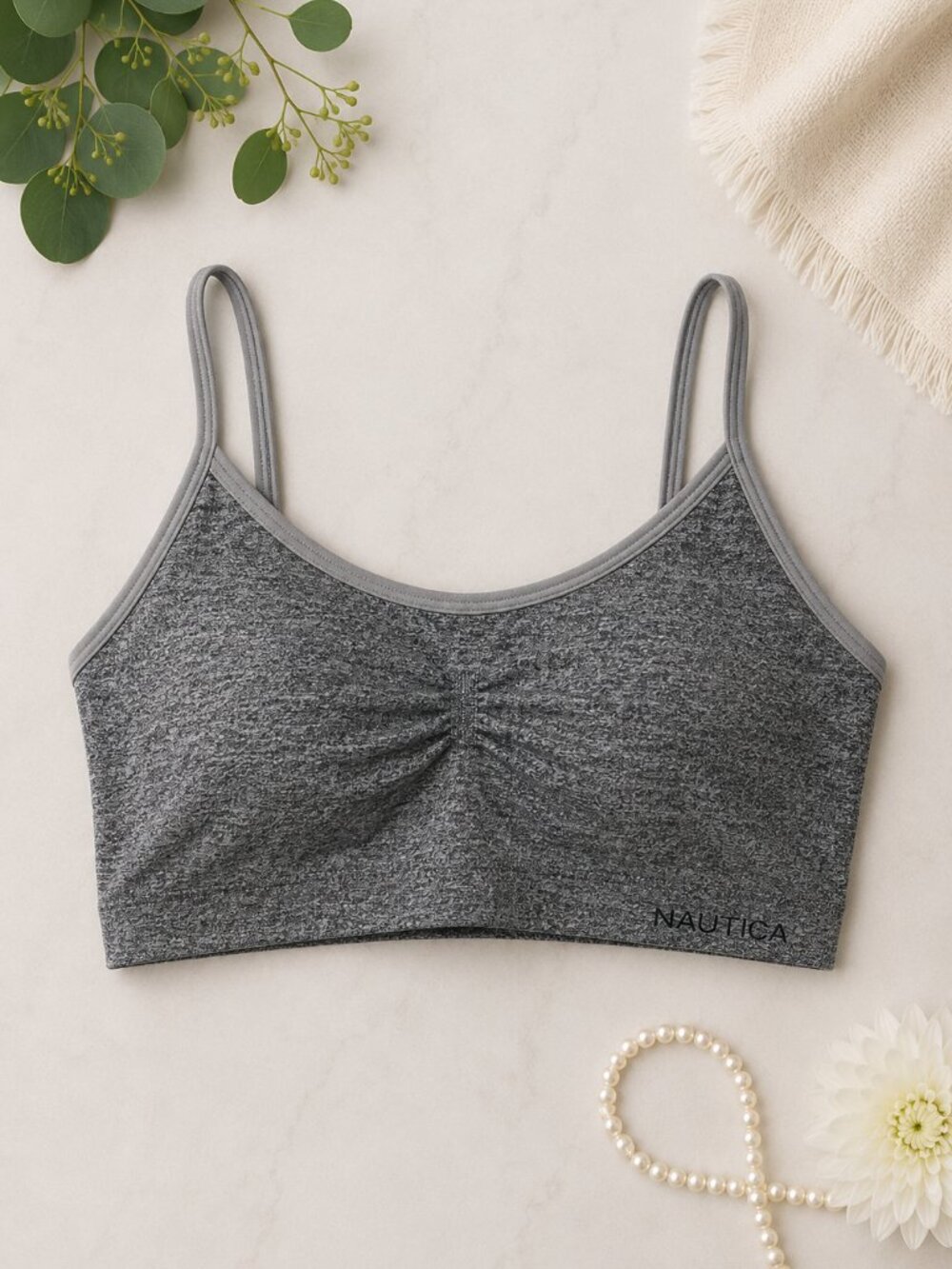 Nautica Intimates Gray Heather Seamless Bralette Crop Top 1X